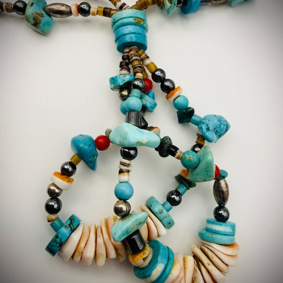 Mixed Stone/Bead Jacla-Style Heishi Necklace (Kewa/Santo Domingo), 28"+3", 90g - Picture 3 of 4